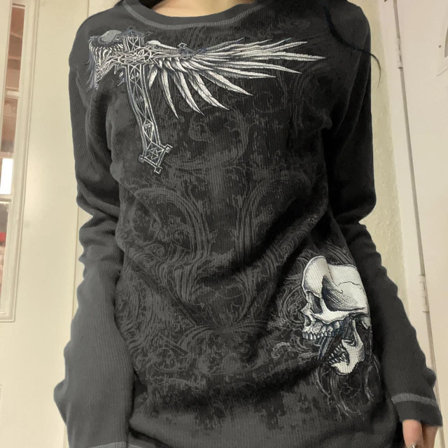 Y2k Long Sleeve Tops for Women Grunge Aesthetic Baggy Tees Shirt 