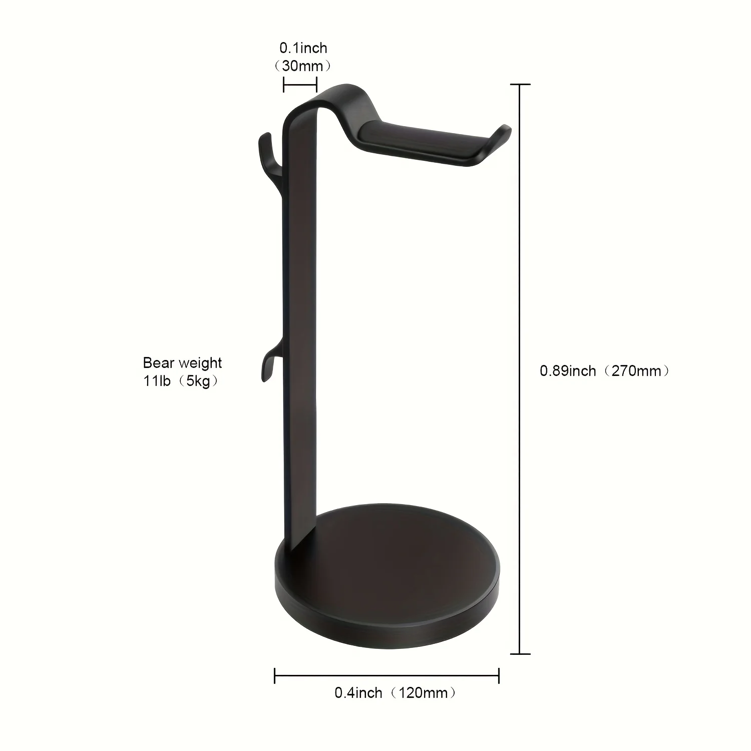 Aluminum Alloy Headphone Stand, Desktop Gaming Headset Holder With Cable Clips, Wire Organizer For Over‑ear Headphones - view 3