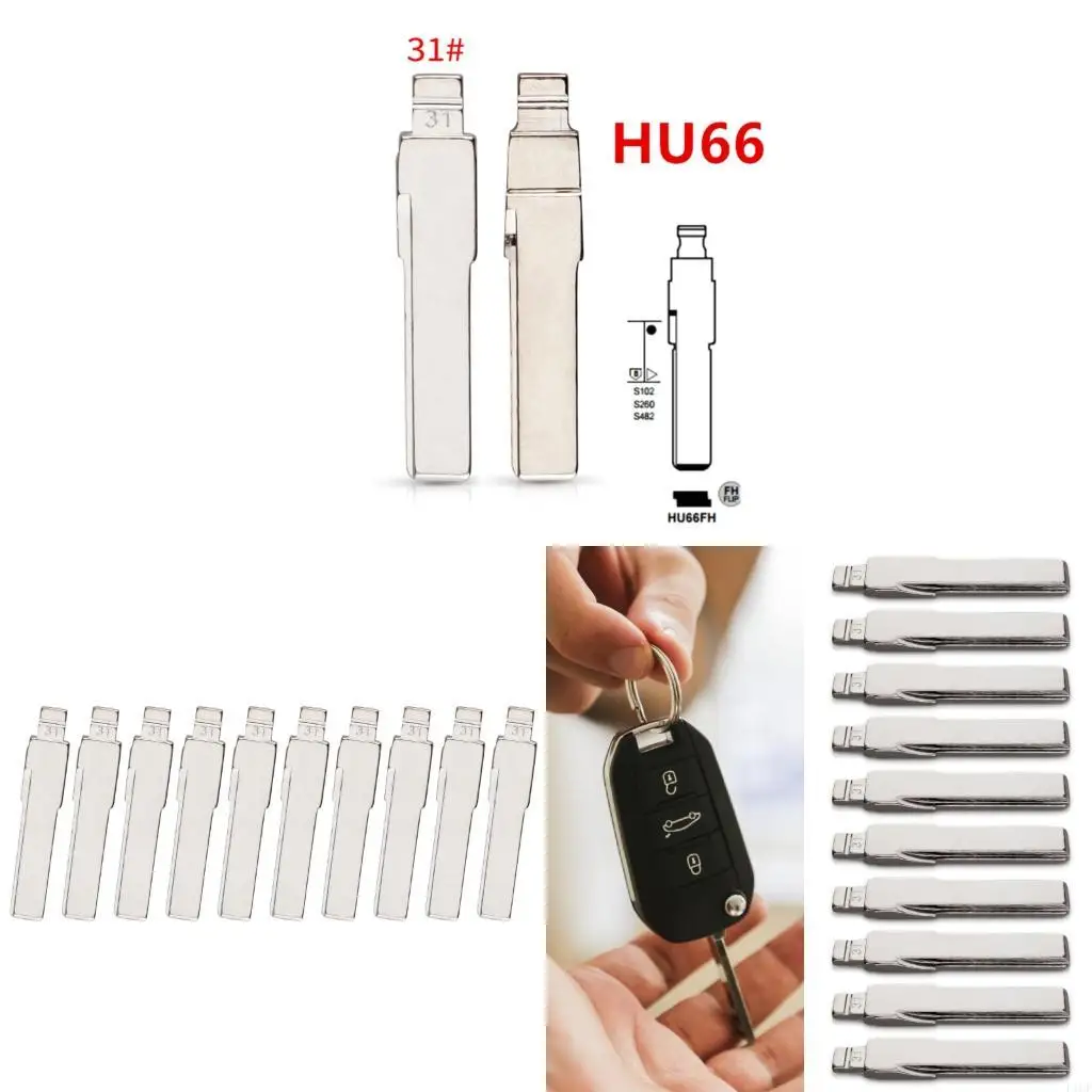 F1CF Metal Blank Universal Replacement HU66 Remote Keys Blade Easy Install