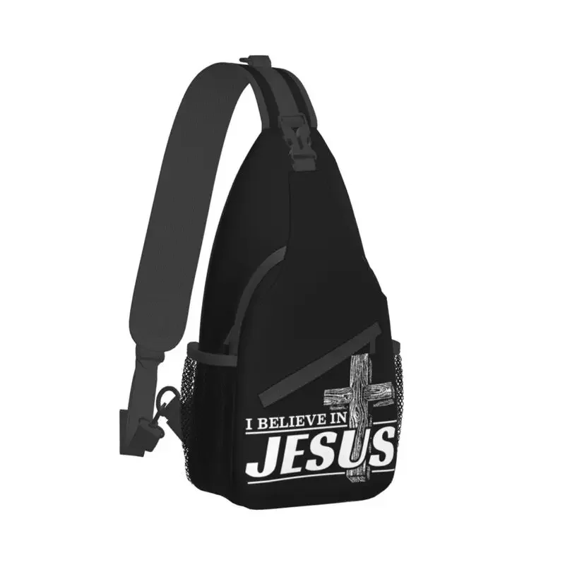 I Believe In Jesus Christ Sling Crossbody Backpack Men Custom Cristianity Faith Shoulder Chest Bag for Traveling Daypack