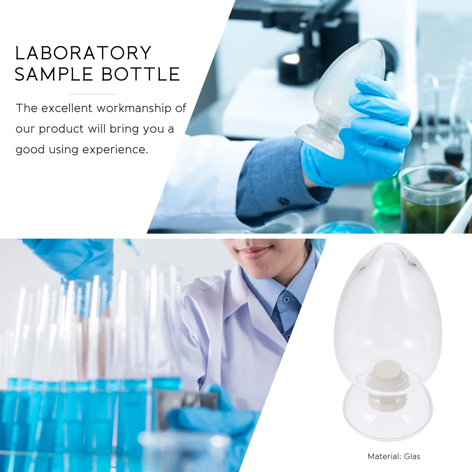 

1Pcs Glass Laboratory Bottle Clear Conical Sample Bottle Stopper Portable Lightweight for Science Study Heart Shape Display