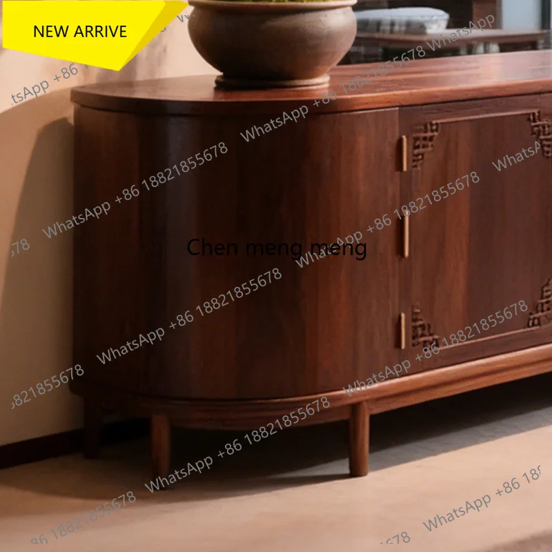 

M138 Solid Wood Storage Sideboard High-End Custom Black Walnut Living Room Furniture Dining Room Wall-Mounted Storage Sideboard