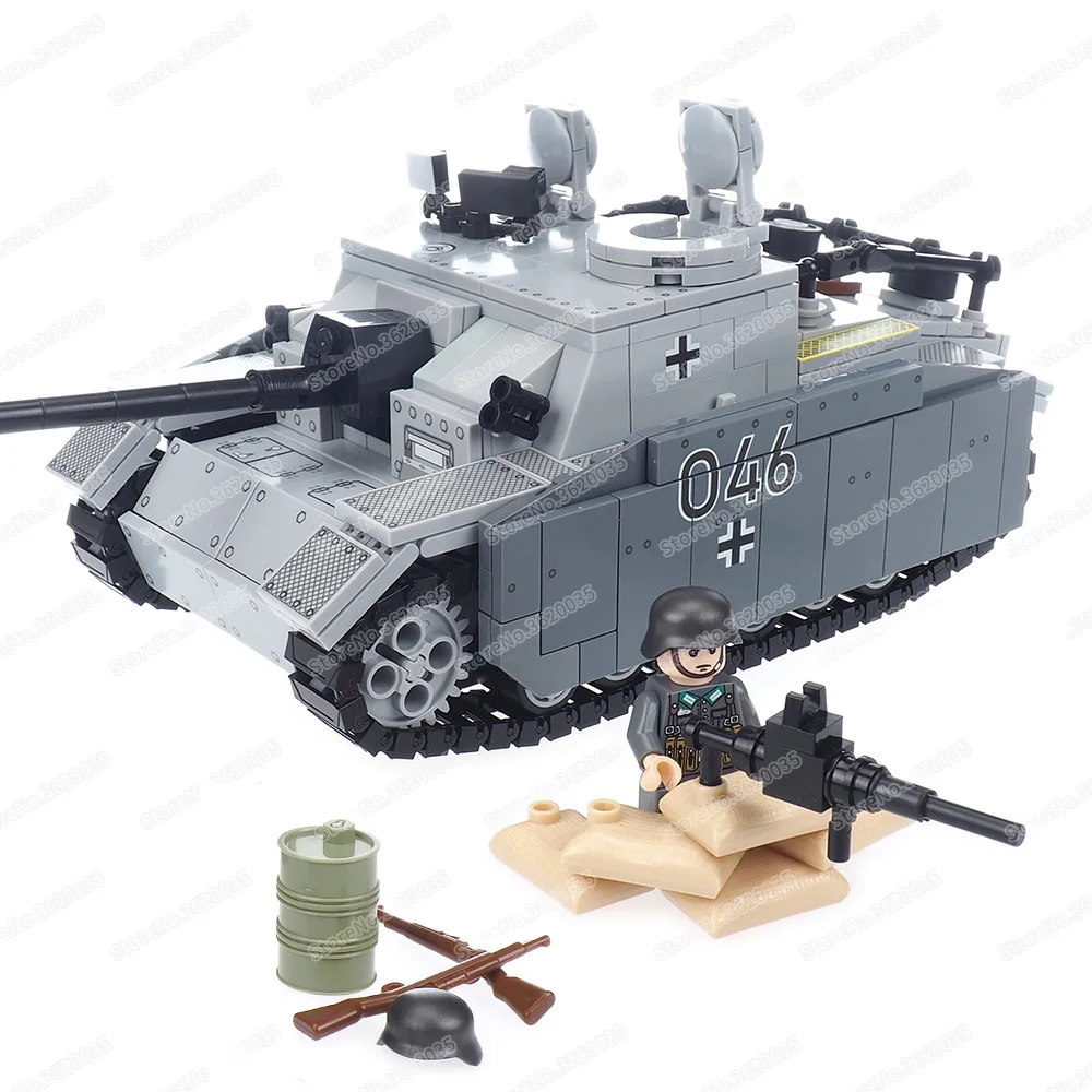 No 3 G type Tank Military Building Block Assembled Moc WW2 Figures Weapons Assault Gun Battalion Scenes Model Child Gift Boy Toy