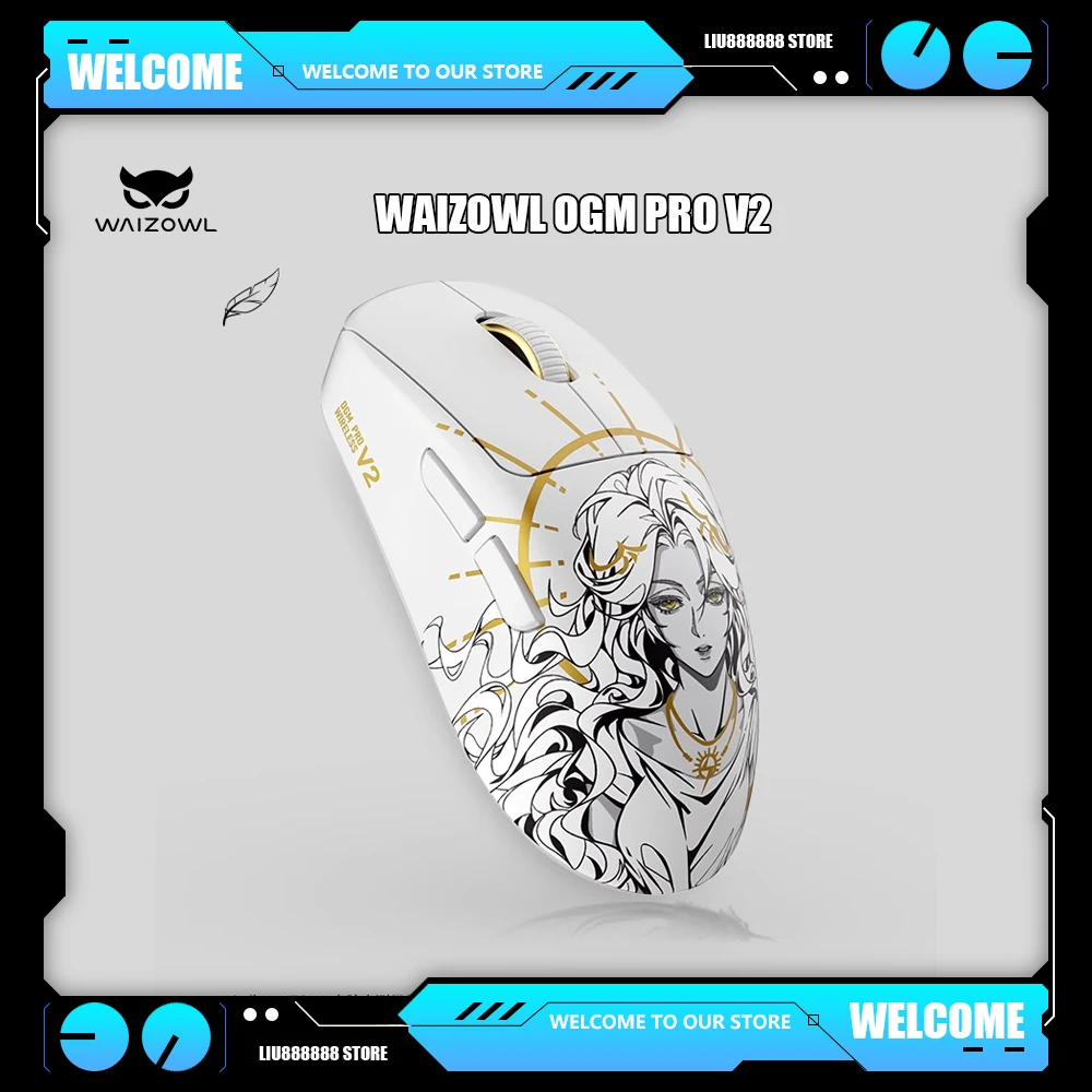 Waizowl OGM Pro V2 Gaming Mouse Paw3950 30000dpi Ergonomic Three-Mode Wireless Lightweight Customize Gaming Mouse E-sports