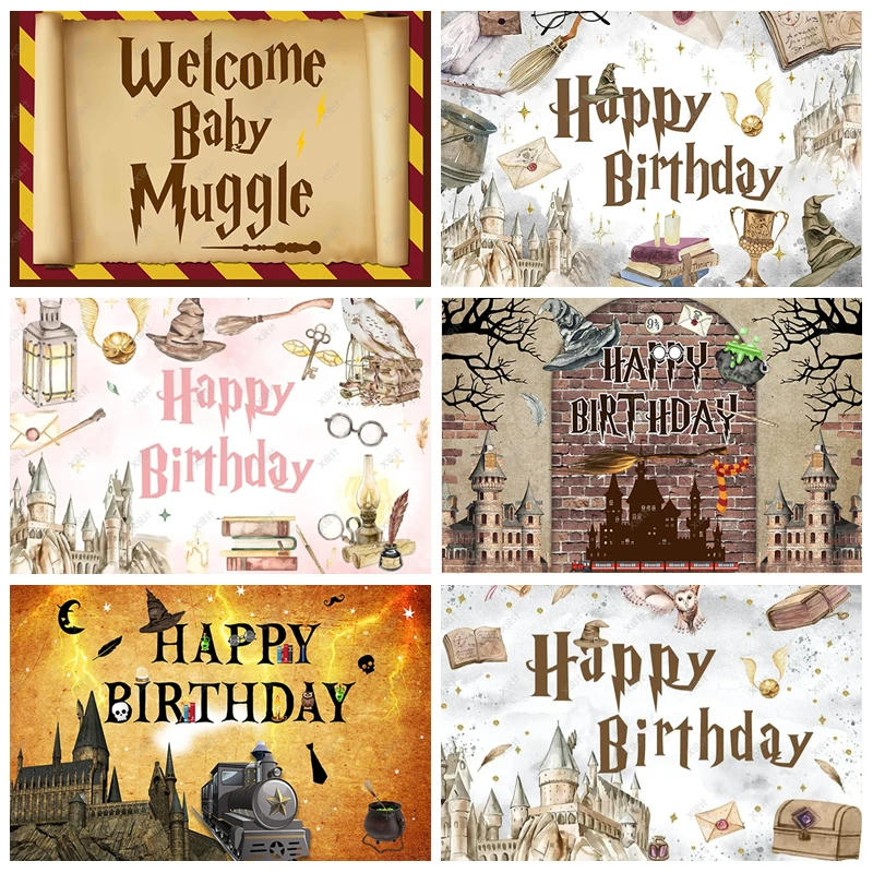 

Cartoon Wizard Castle Magices Academy Background Kid Birthday Party Decor Supplies Baby Shower Backdrop Banner Photo Studio Prop