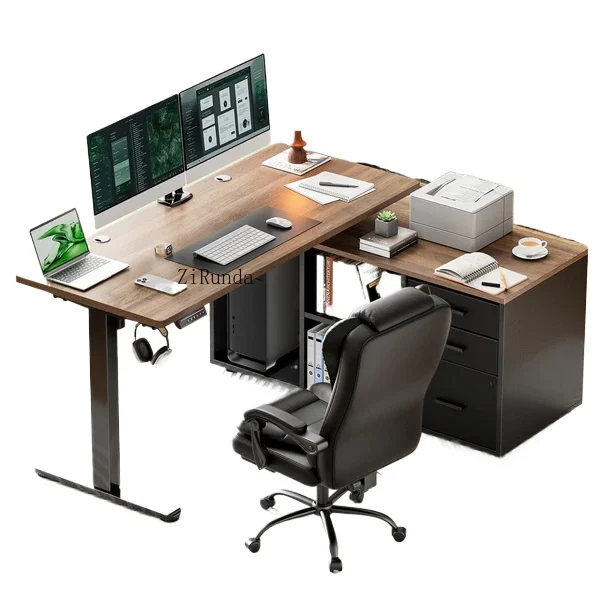 Electric standing desk Dual motor Solid wood Height adjustable Computer ergonomic study desk with intelligent touch control