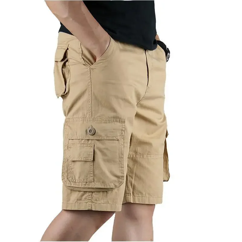 Khaki Male Short Pants Multi Pocket Oversize Men\'s Cargo Shorts Big Size Comfortable Wholesale Nylon Hevy Whate Clothes Wide