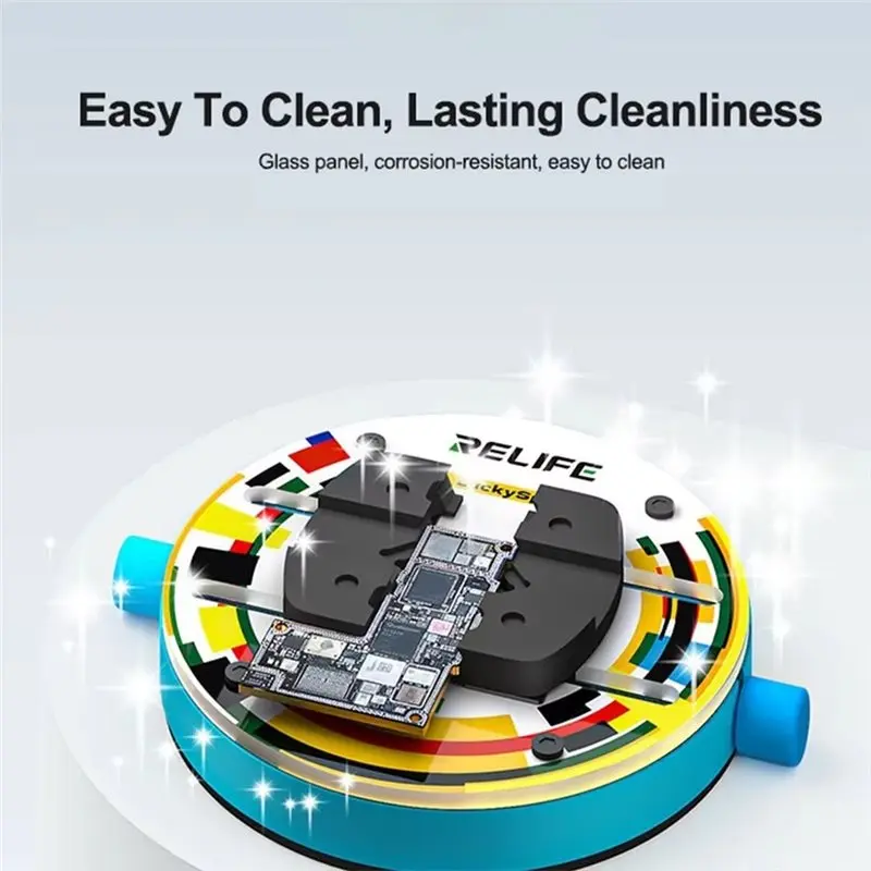 A25F-RELIFE Rotating Circular Clamp Tempered Insulated Glass Fixtures Phone Motherboard Repair Glue Removal Fixture