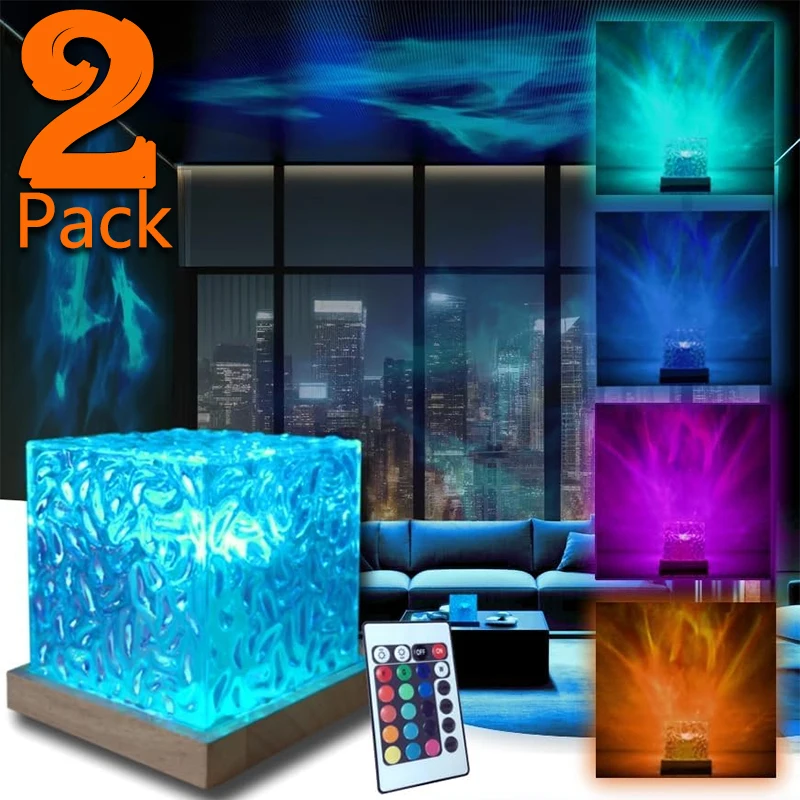 

Ocean Wave Northern Lights Ripple Projector, Dimmable with Remote, Multi-Mode Slow Moving Ripple Effect, Underwater Aurora Lamp