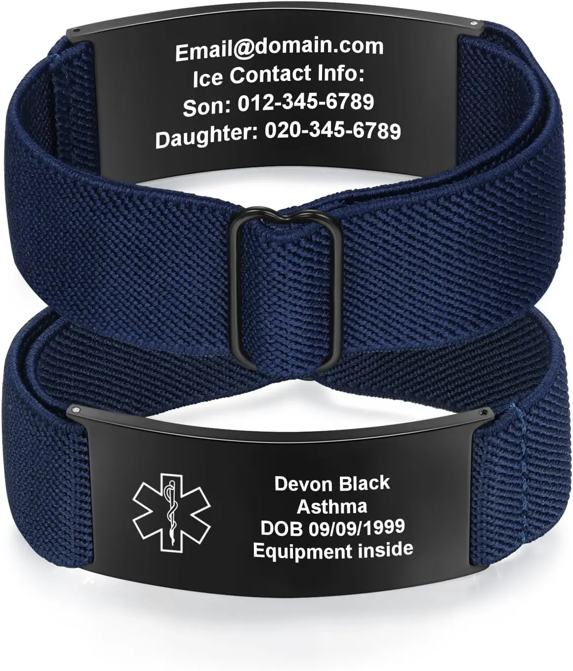 Custom Medical Alert ID Bracelet for Men Women Elastic Strap Emergency Personalised Health Alert Wristband Jewelry