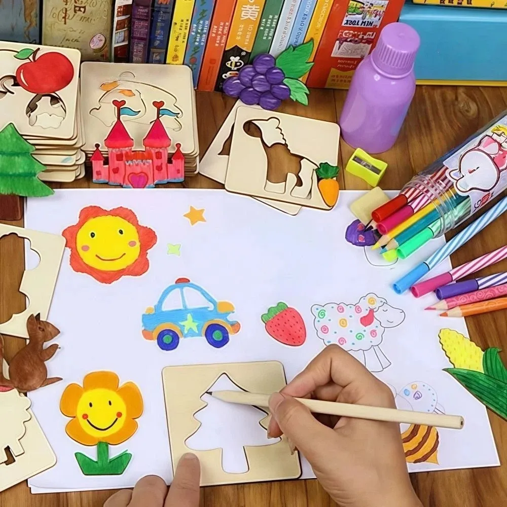 Fun Wooden Drawing Stencils Montessori Design Template