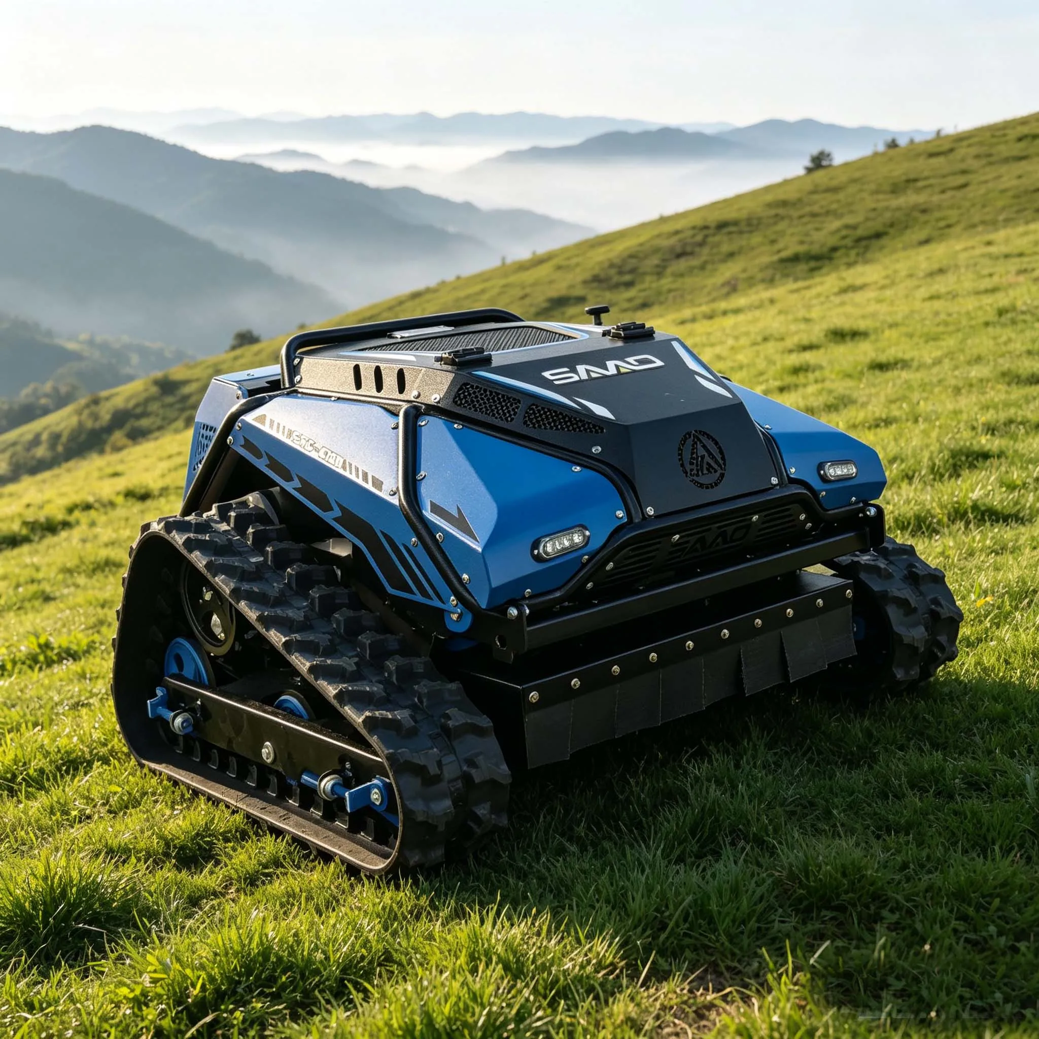 Labor‑saving Unmanned Operation Tracked Remote Control Lawn Mower For Inclined Ground Grass Removal Work