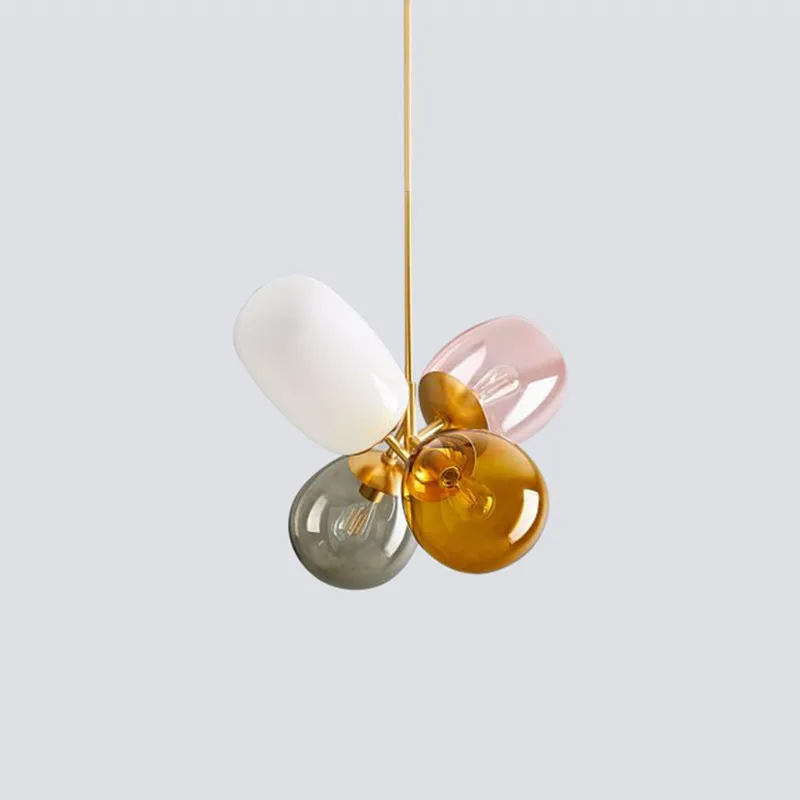 Modern Creative Designer Glass Balloon Chandelier Simple Boys Girls Bedroom Dining Room All Copper Pendant Lamp Art Light Decor