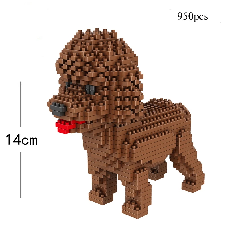 Teddy Dog Model Micro Mini Blocks Toy for Child Adult Beginner Corgi Schnauzer Pet Style Bricks Hands-on Ability Gift Decoration