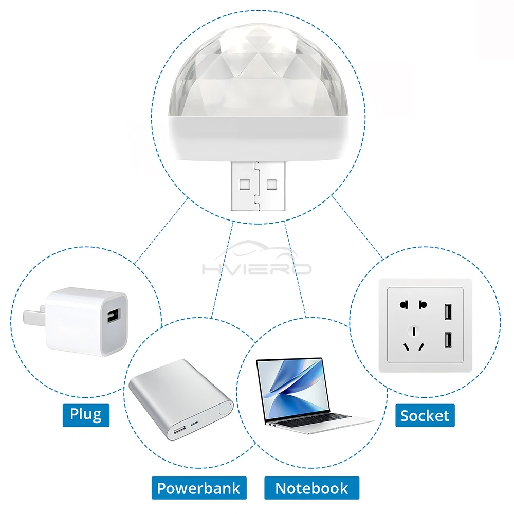 سيارة مصباح ليد USB السيارات DJ RGB لون صغير الموسيقى الصوت عطلة الطرف الديكور لمبة أندرويد USB-C واجهة IOS جو مصباح #5