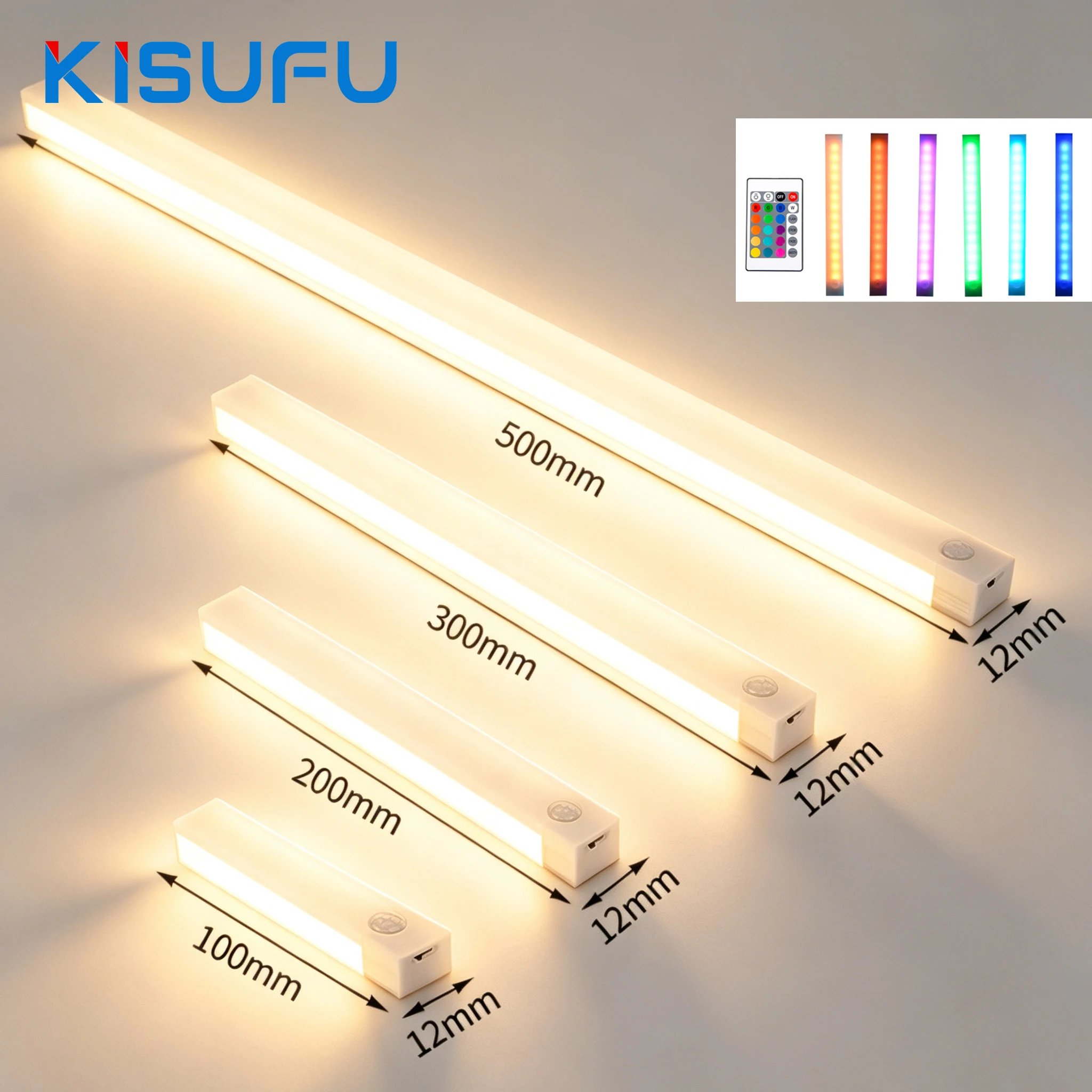 Motion Sensor LED Under Cabinet Light USB Power White Warm 10CM 20CM 30CM 50CM LED Bar Light Wardrobe Kitchen Wardrobe Backlight
