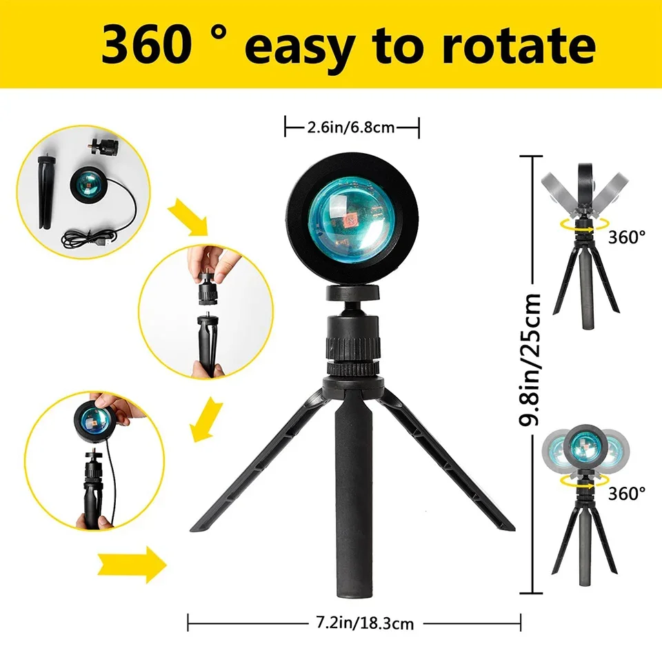 مصباح ليد غروب الشمس للتصوير الفوتوغرافي ، تطبيق ذكي ، جهاز عرض عن بعد ، إضاءة ليلية ، ديكور منزلي ، 5 فولت ، بدون اختيار علامة AE ، USB ، انخفاض الشحن