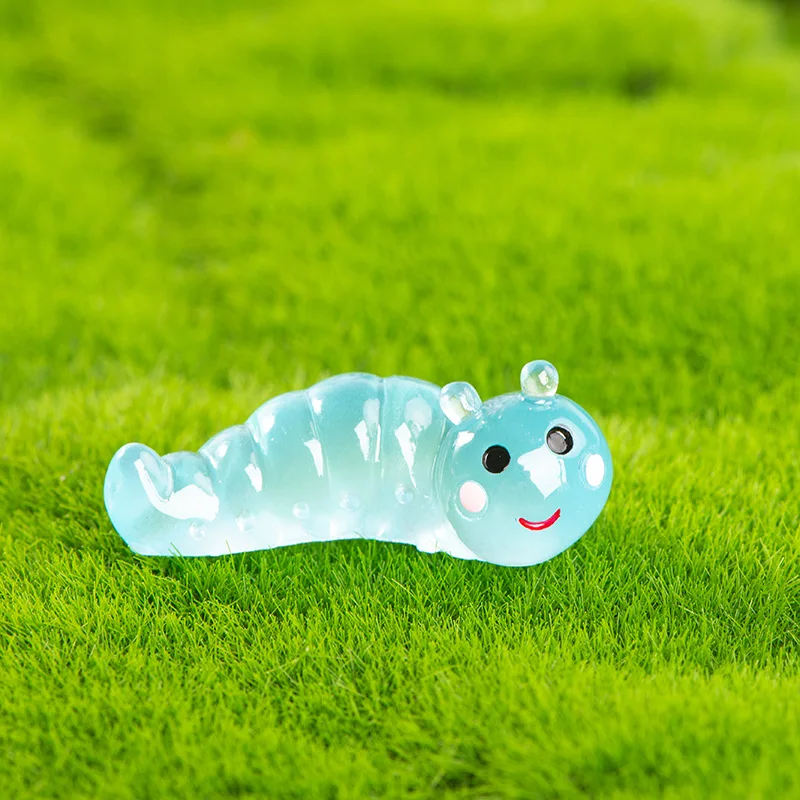 10PC/Set Luminous Caterpillar Moss Micro Landscape Decoration Glowing in Dark Caterpillar Figurines Fairy Garden Potted Ornament