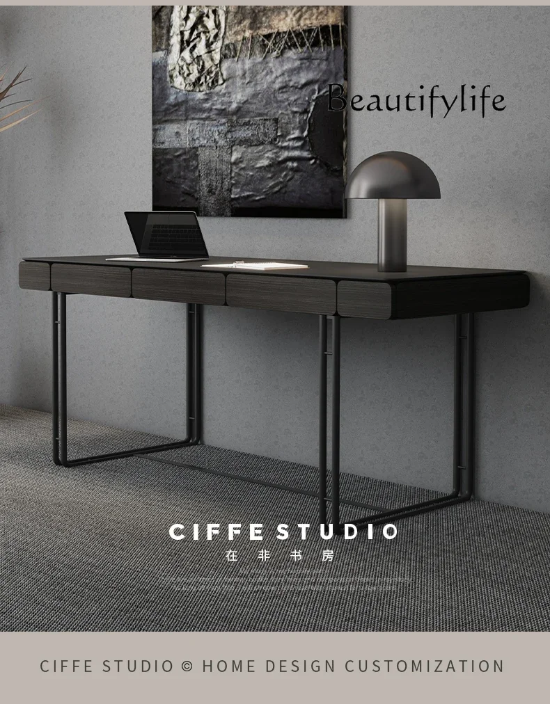 

N19 Medieval black desk home bedroom Italian minimalist high-end study desk writing
