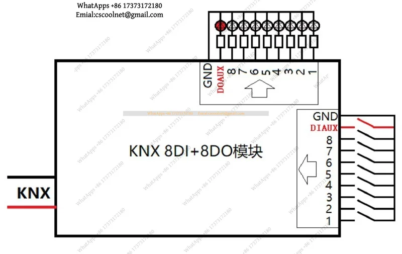 KNX 8DI 8DO Digital Input Output Module I/O Controller for Building Automation System