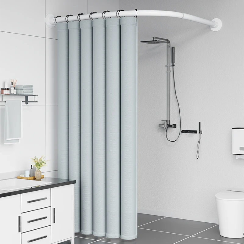 Bathroom Curved Magnetic Shower Curtain Set, No Punching Folding Tarp Invisible Partition Bathroom Shower Room Mildew-proof