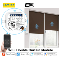 LoraTap Tuya Smart Life Double Curtain Blinds Switch Module for Roller Shutter Electric Motor Voice Control by Google Home Alexa