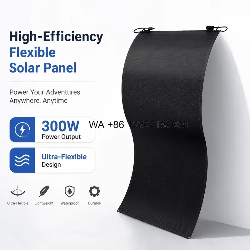 Wmwmnu 300W Flexible Solar Panel 26 Efficiency Class A Wide Temp Range -40 to 85C for Desert Off Grid Yacht Solar System