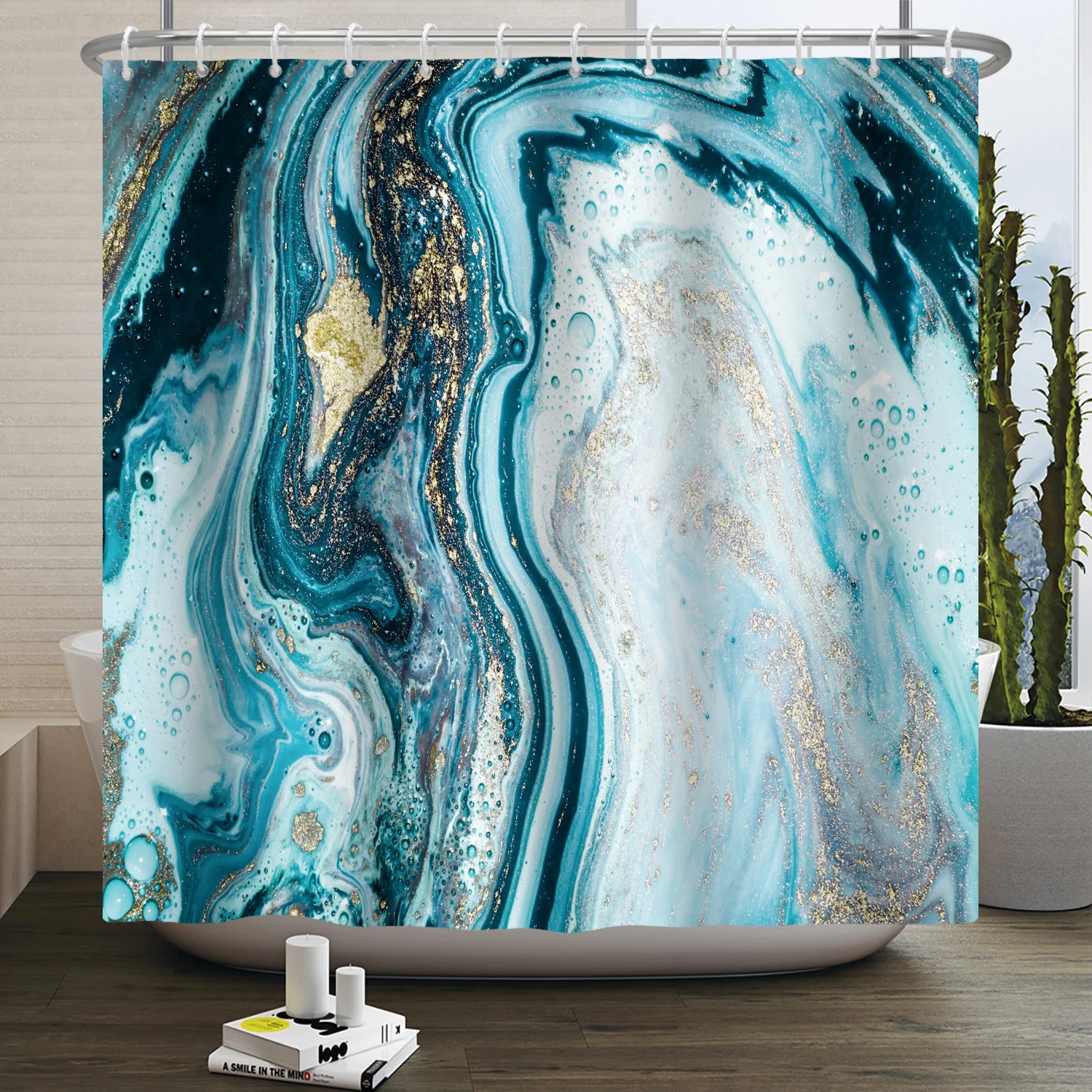 Marble Bathroom Curtain Abstract Modern Luxury Shower Curtain Waterproof Fabric Shower Curtain Bath Curtains With Hooks180x200