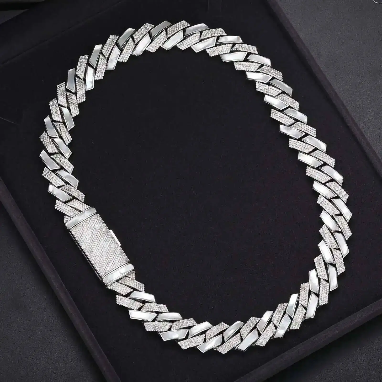 

18 мм ручная работа, кубинская цепочка с звеньями, тестер с бриллиантами, стерлинговое серебро 925 пробы, Vvs, муассанит, кубинское ожерелье Iced Out