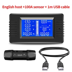 PZEM015 DC 200V 100A 1m USB voltmetro amperometro Tester batteria auto capacità misuratore di tensione Monitor di potenza energetica 12v 24v 48v 96v