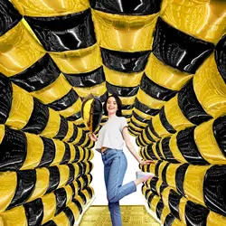 Black And Gold Balloon Backdrop Wall Square Foil Balloons for Graduation,Birthday,Anniversary,Retirement Party Decoration