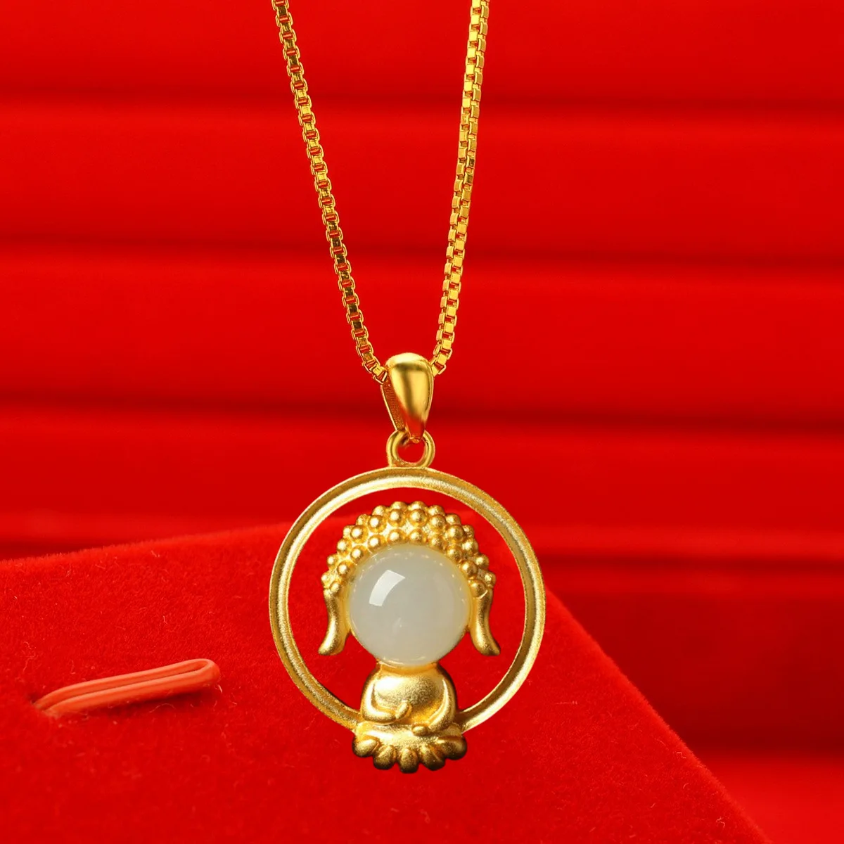 

Fashion 24K Gold Plated Agate Buddha Pendant for Men and Women - Non-Fading Necklace, Stylish Jewelry Gift