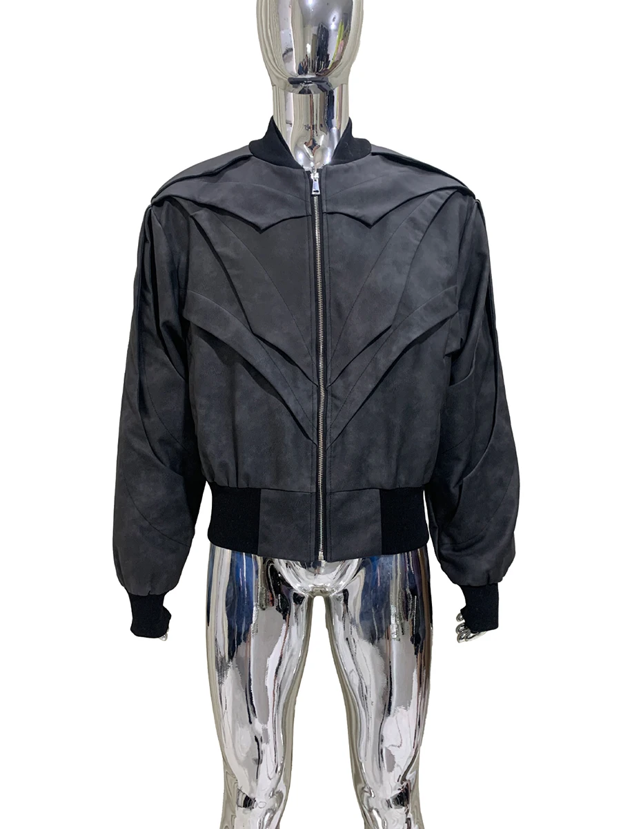 

Весенне-осенняя короткая матовая куртка-бомбер из искусственной кожи, мужская куртка-бомбер на молнии, роскошная дизайнерская подиумная европейская модная одежда 2025