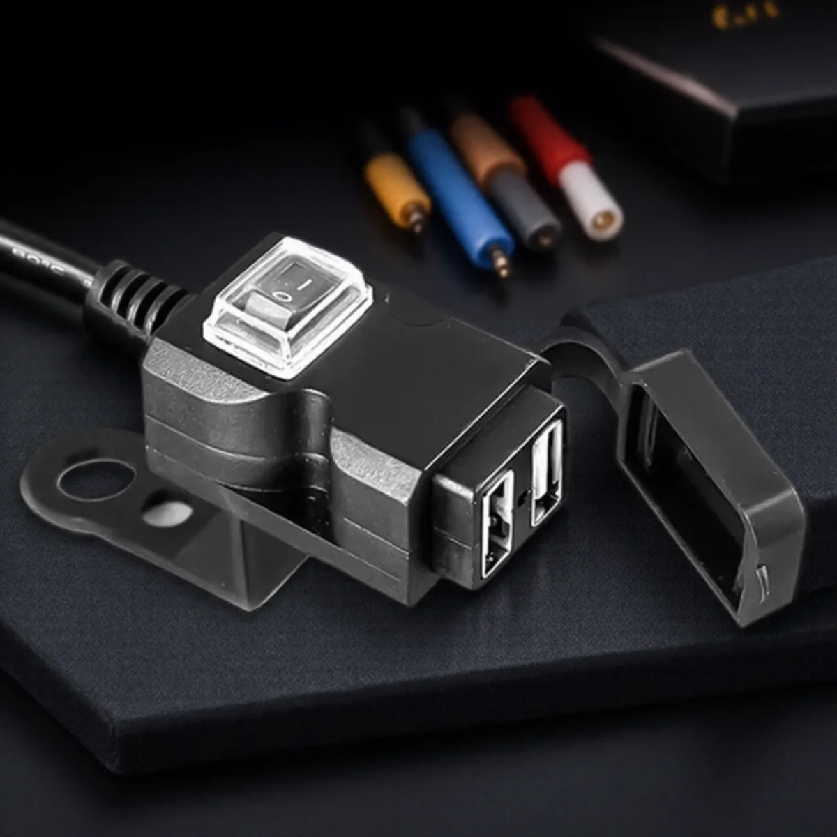 Motorcycle Dual USB Charger Adapter 9-24V Waterproof Handlebar Power Supply Socket for Phone GPS Accessories