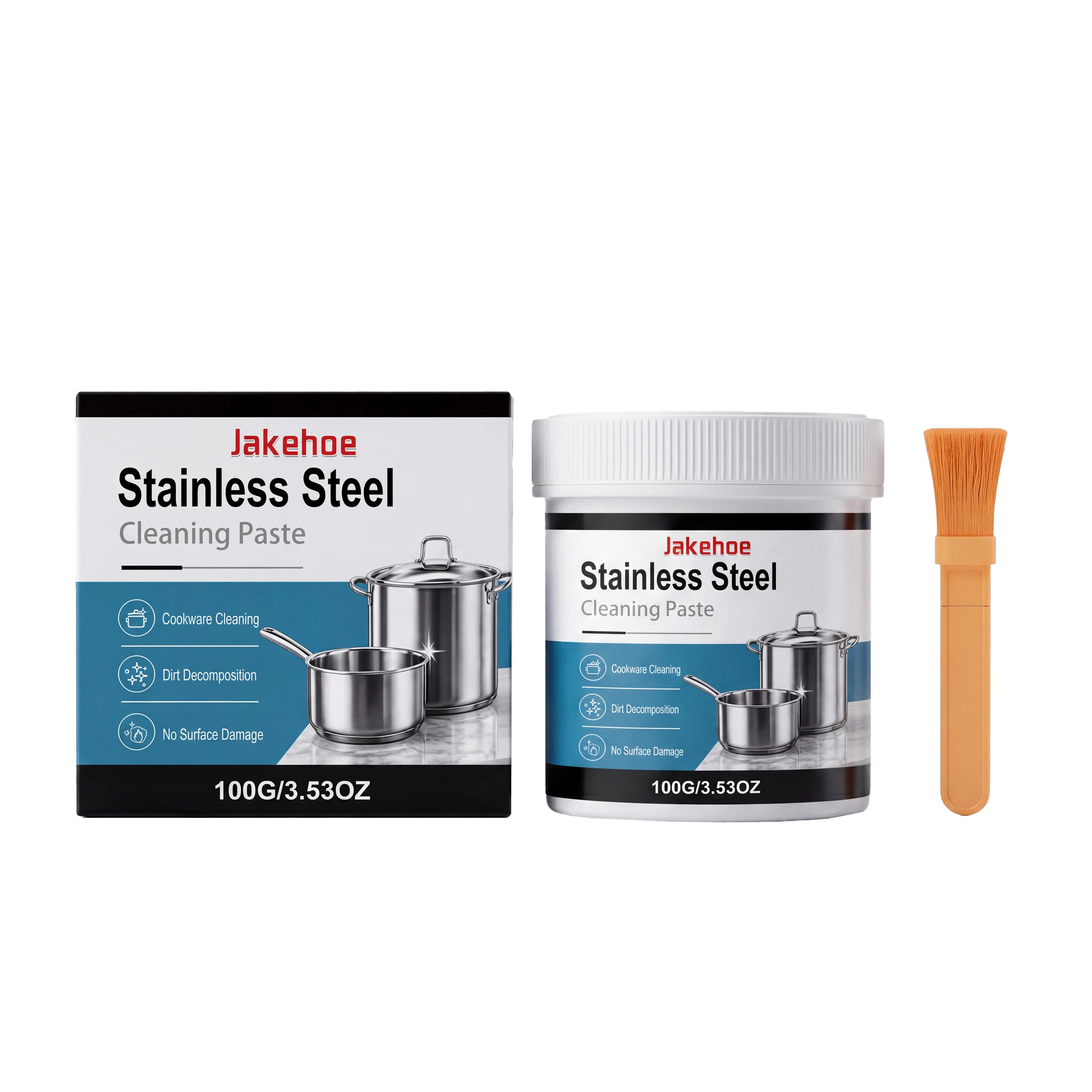Stainless Steel Cleaning Paste Kitchen Cookware Degreaser, Gentle Grease Stain Remover for Pots Pans Sinks Stovetop Appliances, Restores Shine Polishing Metal Surface Household Cleaner Balm