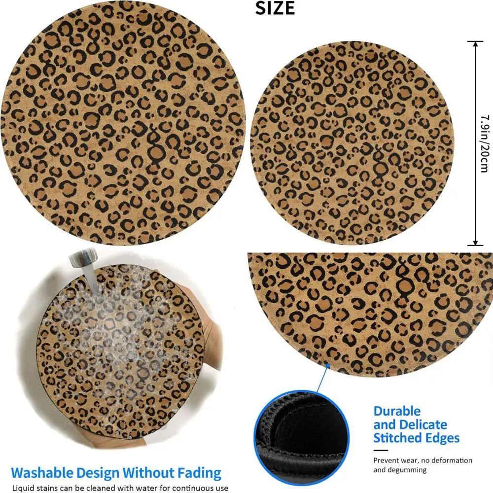 

Коврик для игровой мыши с принтом дикого леопарда — 8, круглый, с противоскользящим резиновым основанием и прошитым краем для улучшенного управления компьютерной мышью
