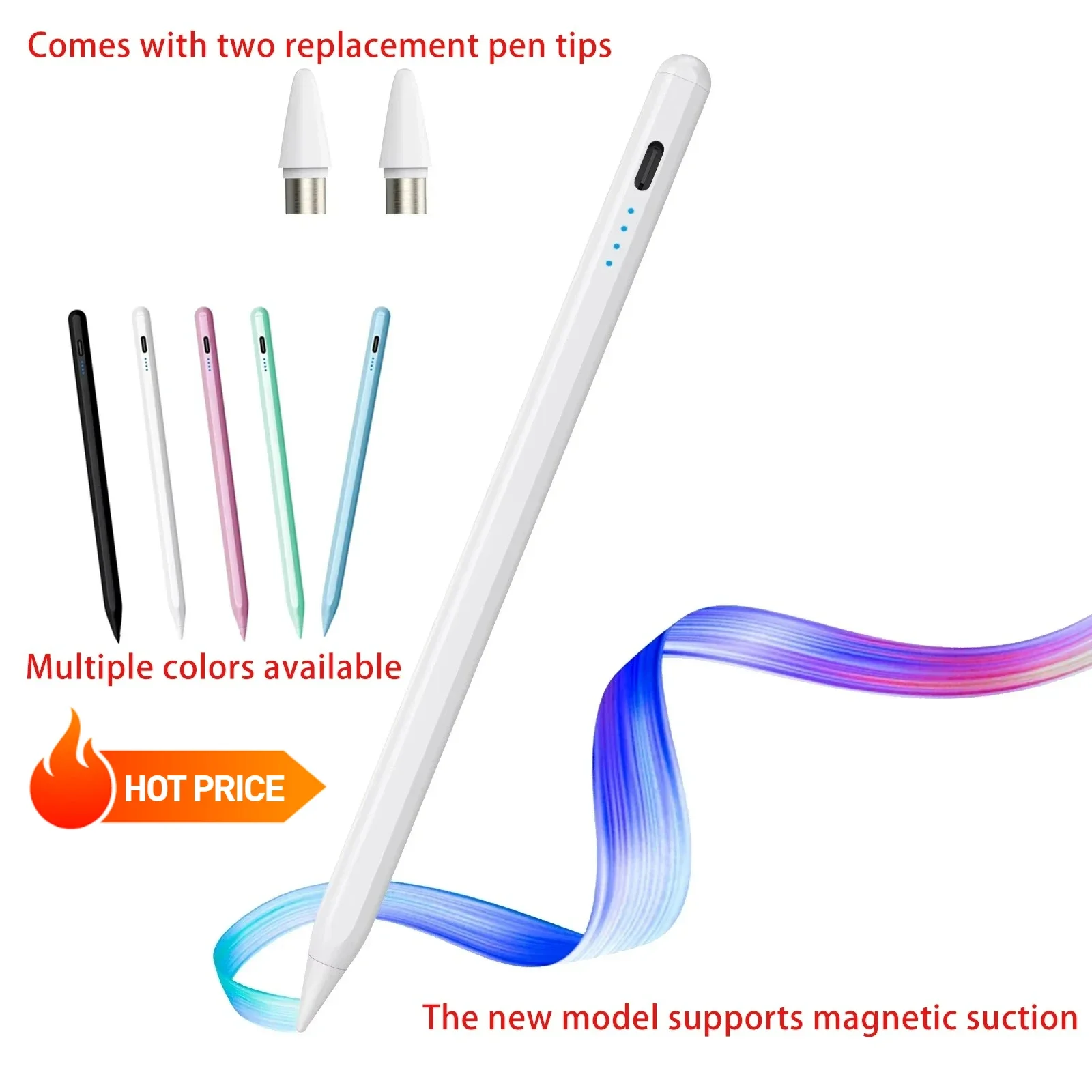 قلم مريح عالمي لجهاز Android IOS Capacitive Touch Apple Pencil البديل يعمل مع iPad Huawei Xiaomi Tablet
