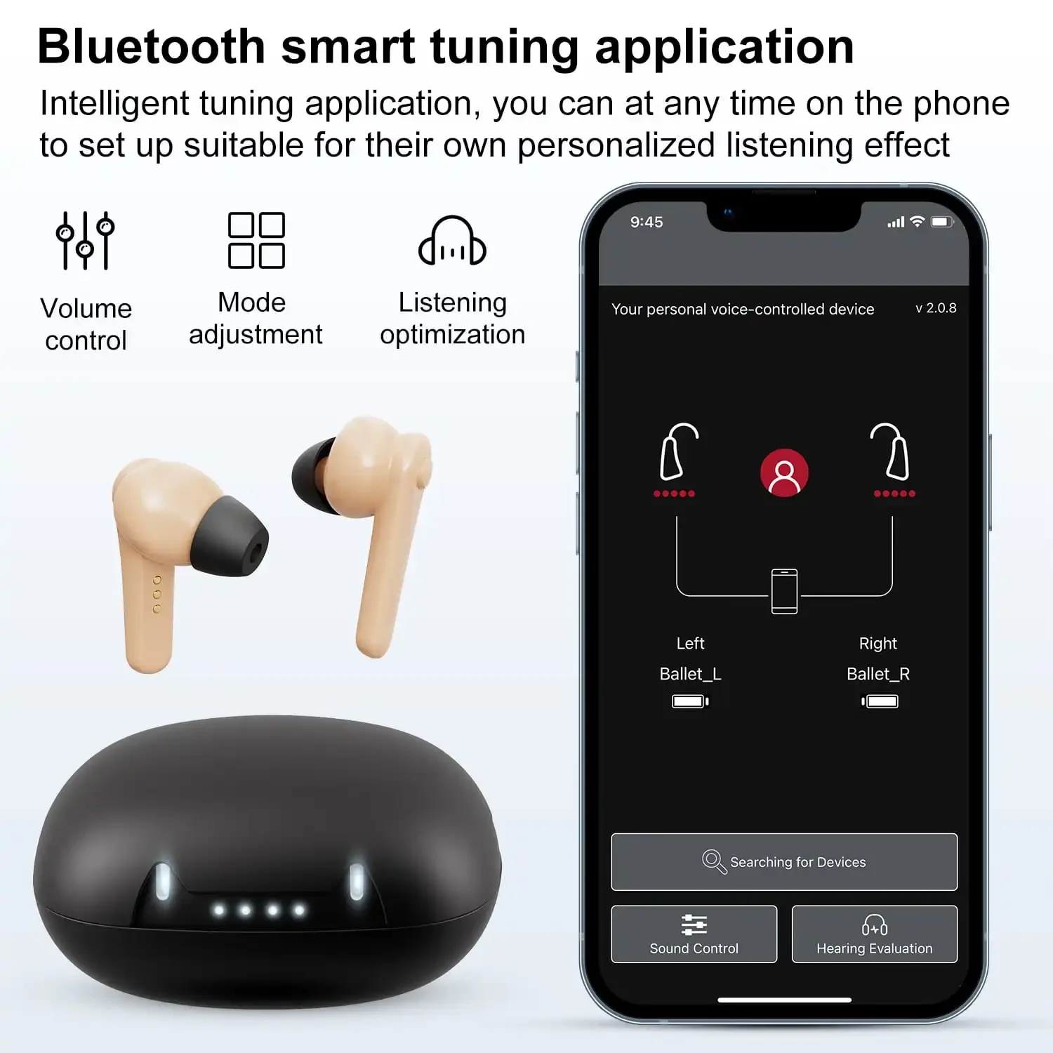 Noise canceling digital hearing aids rechargeable tws earphones bluetooth wireless