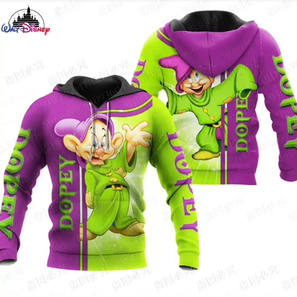 2024 New Disney Cartoon Children's Hoodies 3D Printed Seven Dwarfs Pattern Pullover Fashion Casual Hoodies for Men and Women