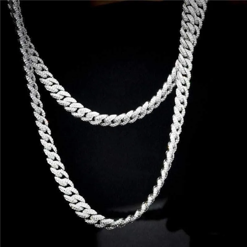 Custom Hot Sale sterling 925 Silver Hip Hop 20mm Cuban Chain moissanite diamond iced out Necklace