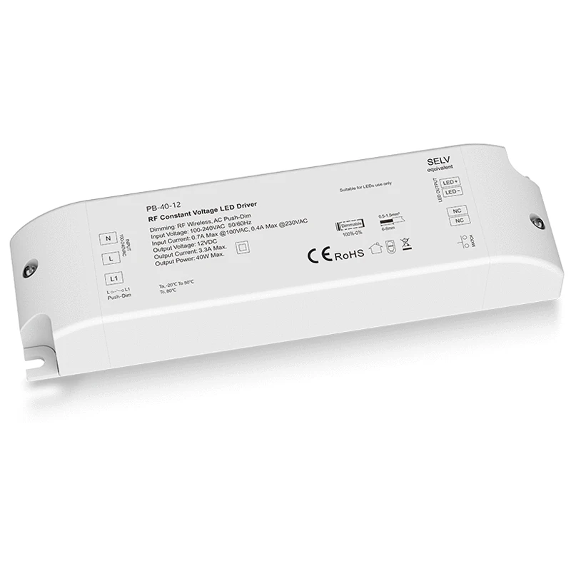 Skydance RF2.4G Constant Voltage LED Dimmable Driver PB-75/40 Push Dim AC220V-240V To DC12V/24V PWM Dimming For LED Light