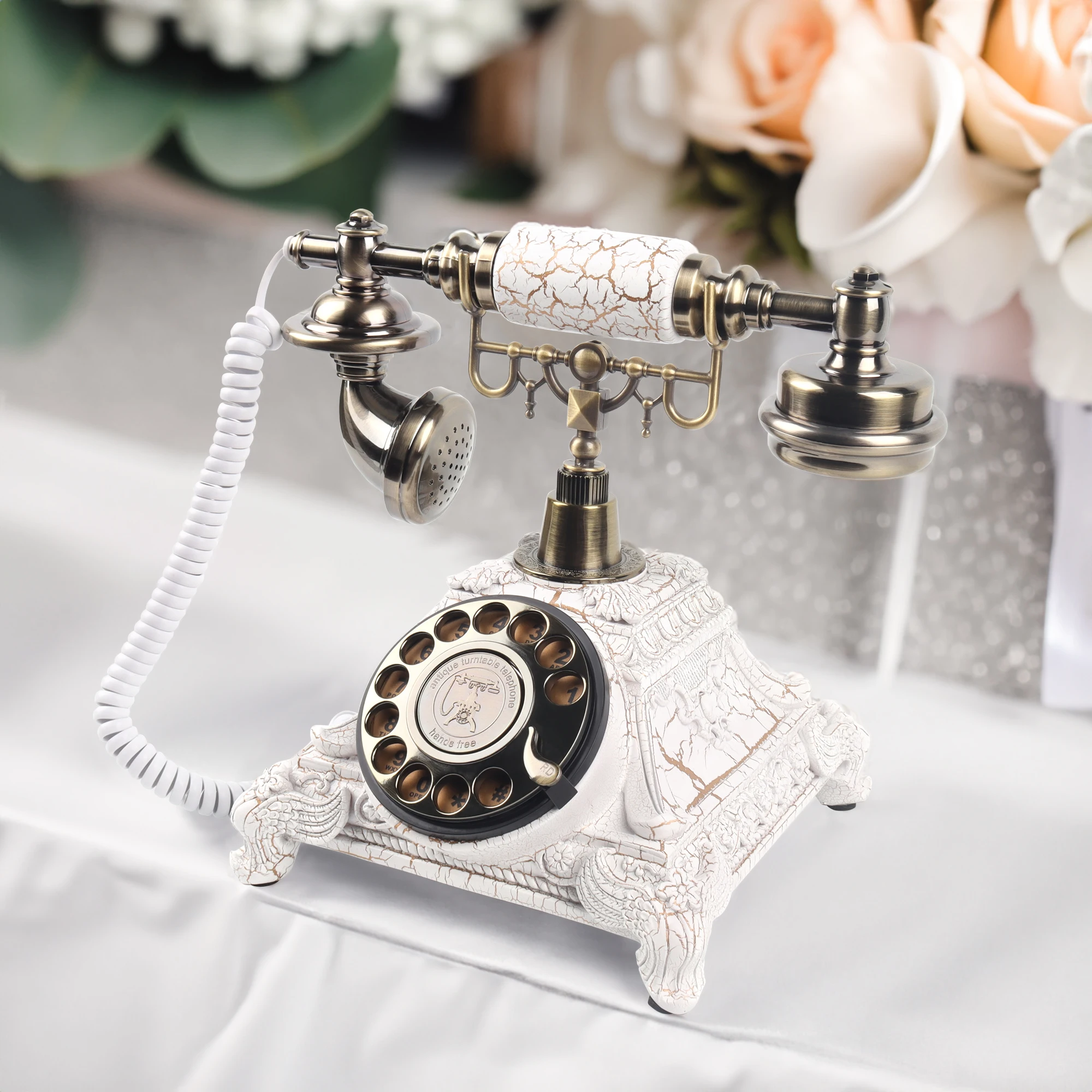 Imagem -03 - Cheeta Gold Telefone Antigo Retro Telefone Europeu Wedding Event Audio Guestbook Telefone Mensagem Gravação