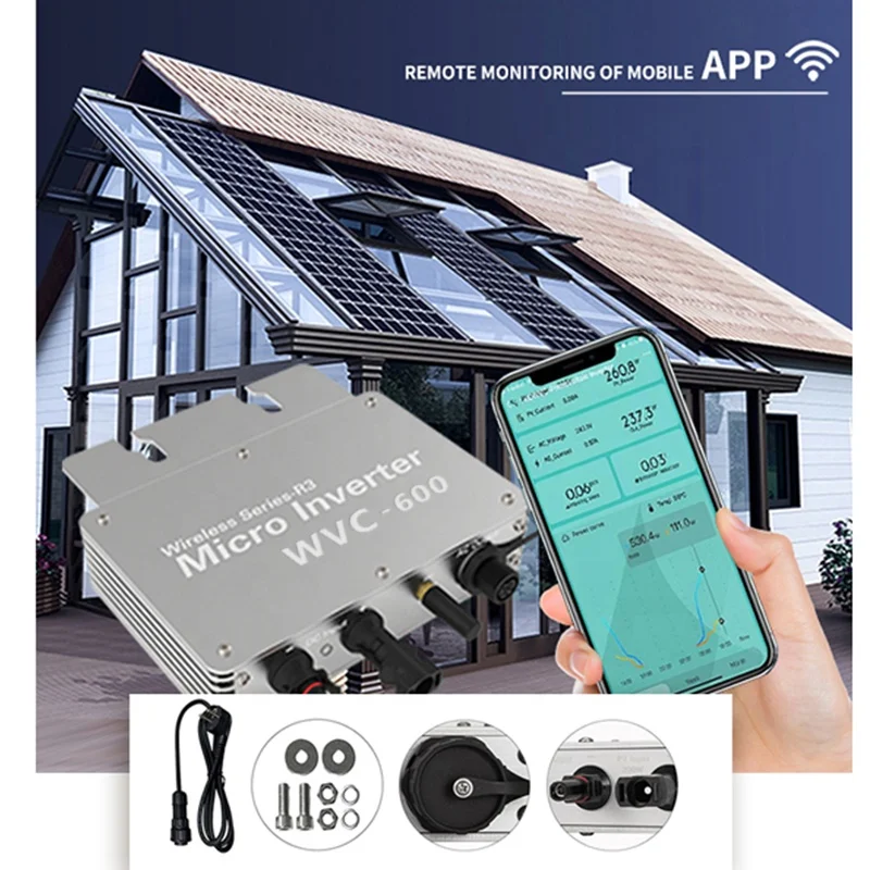 Impermeabile Solar Grid Tie Microinverter Wireless WIFI su Micro Inverter WVC-600 micro inverter 600w