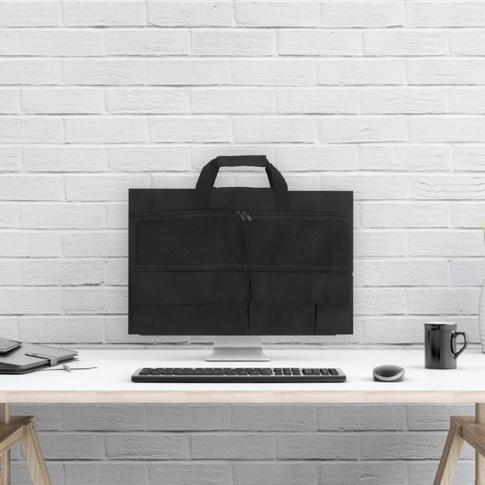 Computer Monitor Dust Cover Desktop Protective Nylon Case Carrying Bag Portable Protector Home Desktop Dust Cover