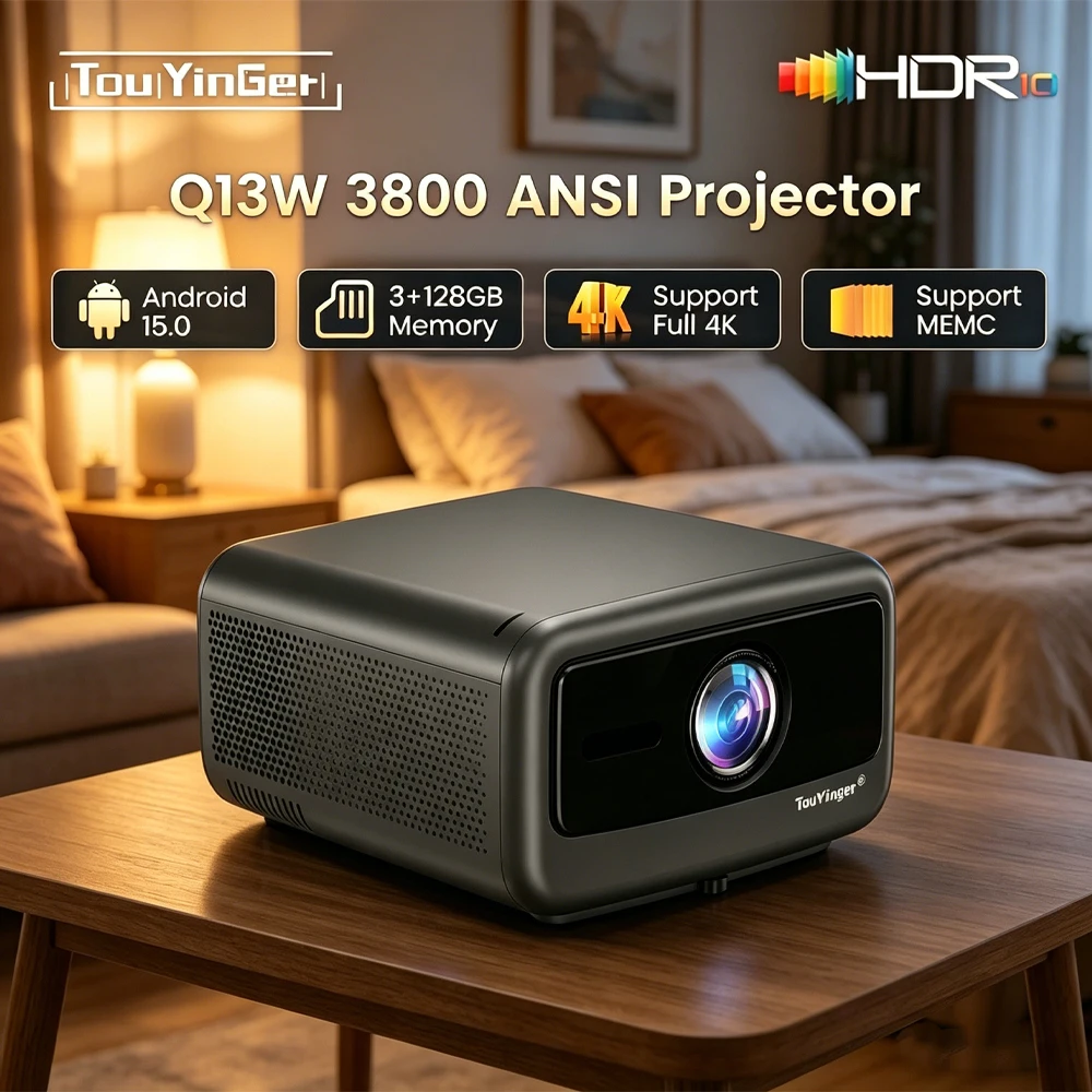 

Touyinger Q13W Android 15 Projector 3800 ANSI Full HD 1080P 4K Decoding Auto Focus MEMC & HDR Smart Beamer for Home Cinema