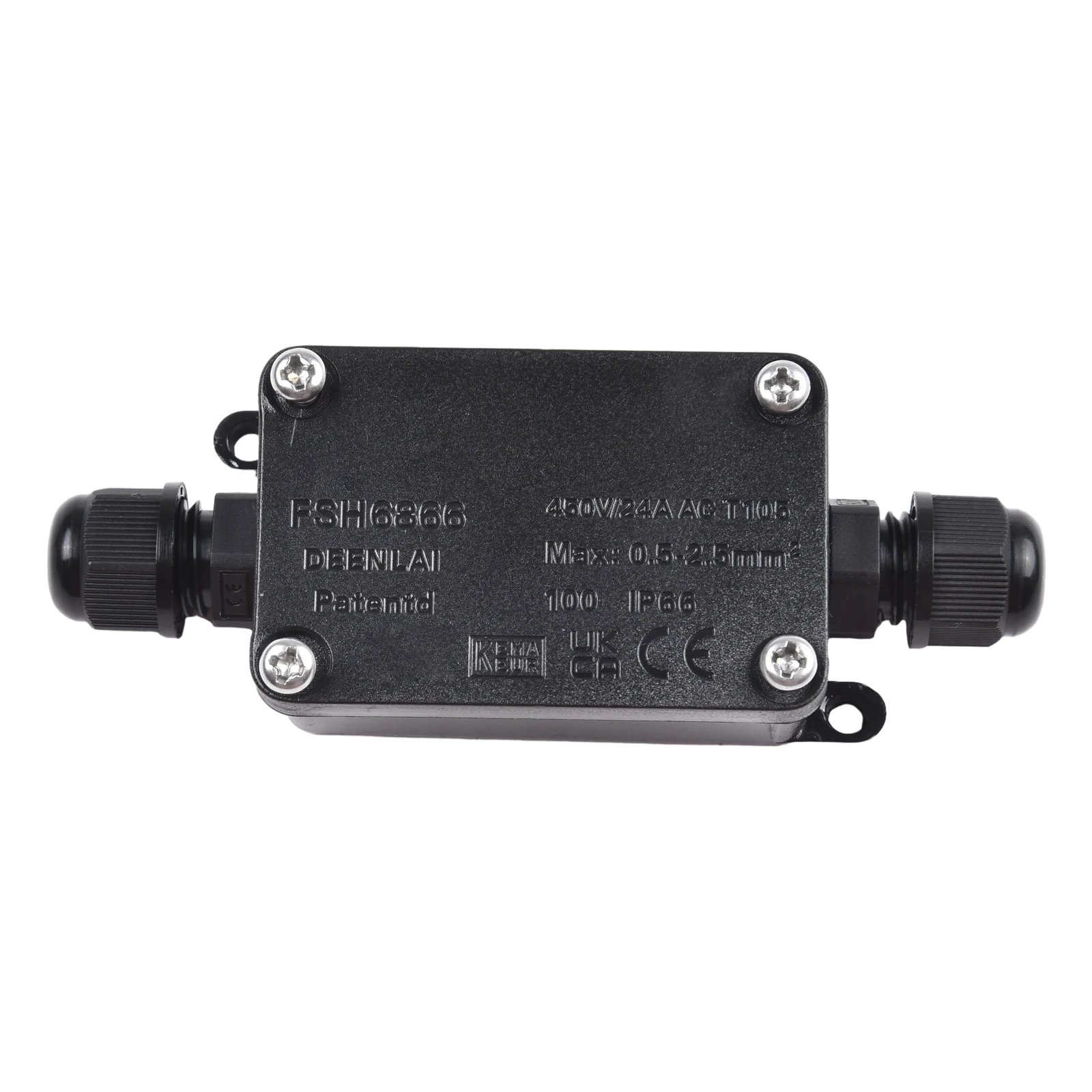 Box Junction Box 240-450V for Black IP65 Cable Connector Waterproof Junction Box for 2 Ports For Home High-quality Practical