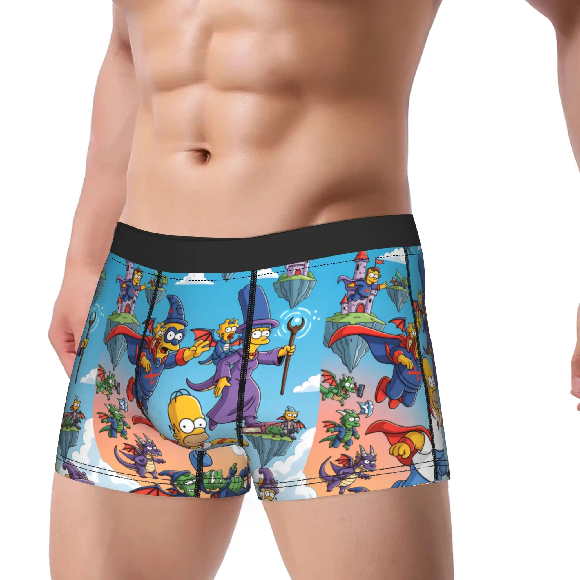 S-Simpsons Fantasy Adventure Underwear  Males Underpants Custom DIY Sexy Soft Boxer Shorts Trenky Shorts Briefs Plus Size 2XL