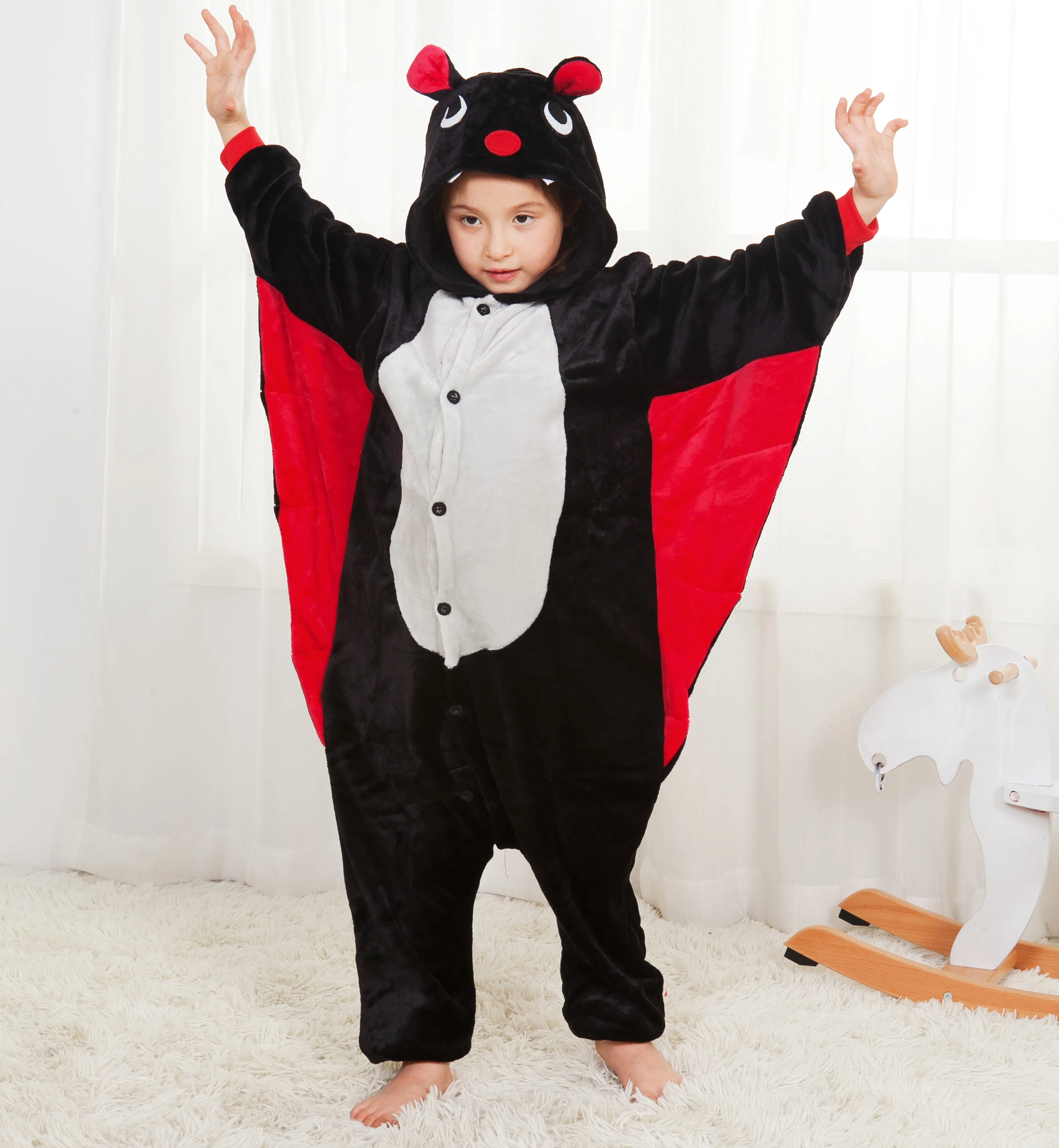 Bat Cute Animal Pajamas Children Kids Cartoon Kigurumi Onesies Winter Soft Warm Clothes For Boys Girls Christmas Halloween Gifts