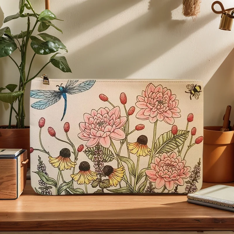 

Клатч с принтом на холсте, модный подарок, женский праздничный подарок, косметичка