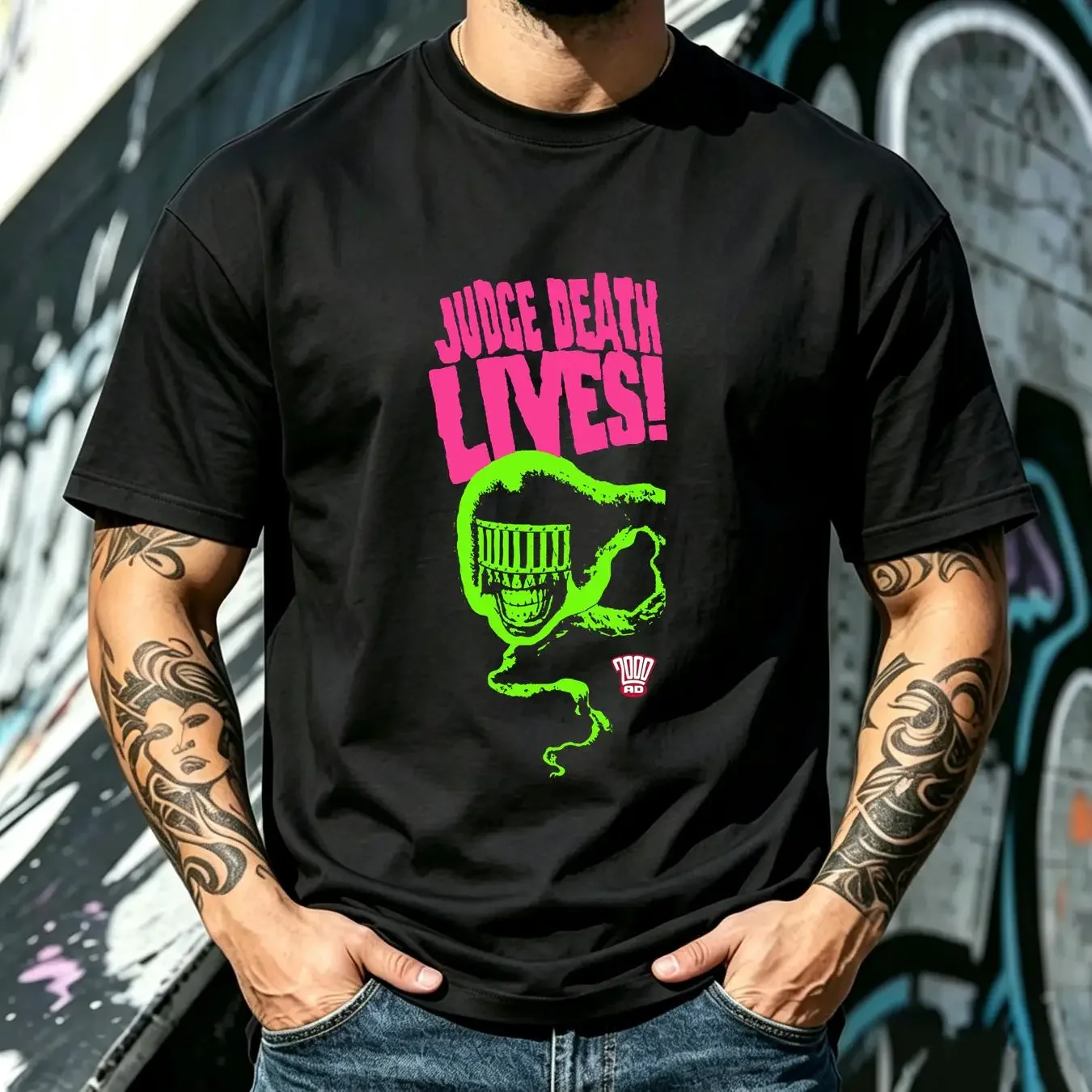 washed T Shirt judge dredd death lives vintage Washed Comfortable graphic homme Breathable designer clothes Versatile